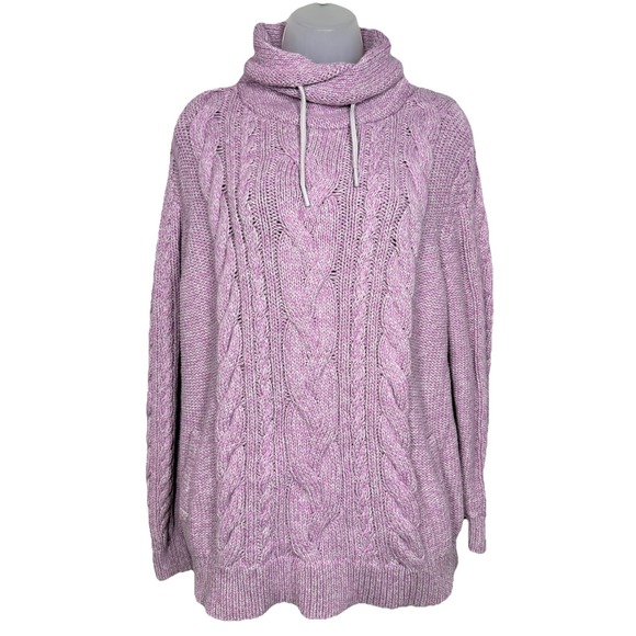 L.L. Bean Sweaters - LL BEAN Signature Fisherman Cable Knit Sweater Xl Cowl Neck Tunic Coastal Cotton